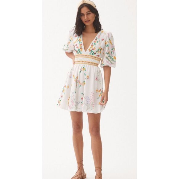 NWOT Anthropologie deep v embroidered floral dress, $325 XL C1 - Picture 3 of 12